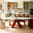 70.47" Modern Oval Marble Dining Table with Sculptural Red Stainless Steel Base for 6-8 People