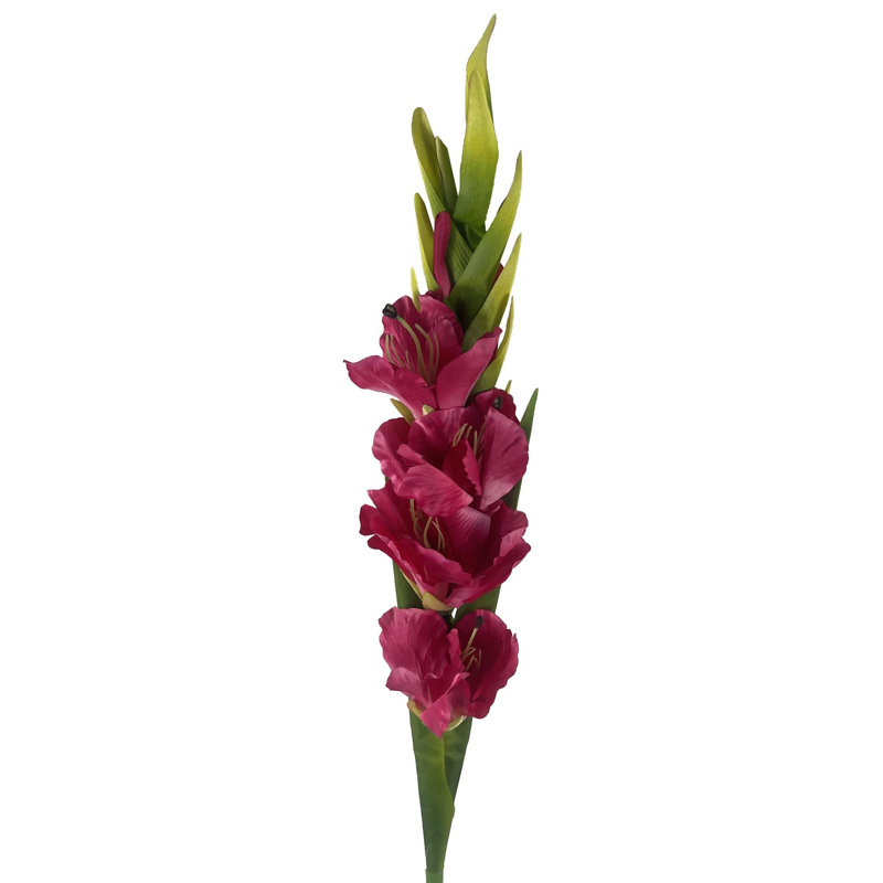 Leaf Design Large Artificial Gladioli Stems 115 cm H Faux Plant, 1, Pink