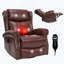 Fauteuil inclinable manuel chauffant à chaleur avec chaise berçante et pivotante en cuir véritable pour le salon, rouge
