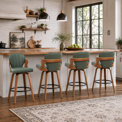 Tabourets de bar pivotants en bois et simili cuir Xaviera