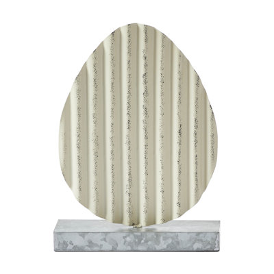 Bunny Hop Corrugated Metal Egg w/ Base