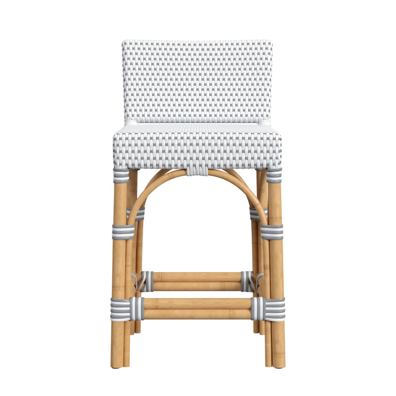 Tabouret de bar 24,5 po Estella, Blanc / pois gris clair, Tabouret de comptoir (siège d'une hauteur de 24 p