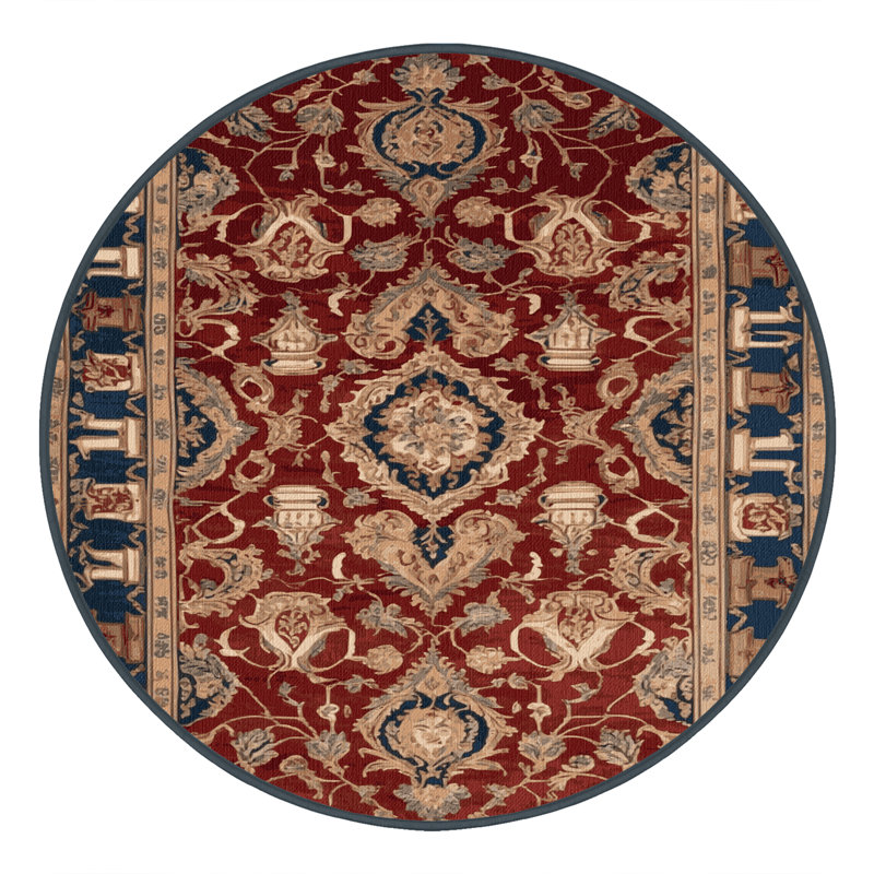 Tapis noir français lavable à la machine, Rond 6 pi