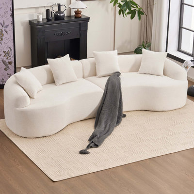 Canapé 4 places en tissu chenille avec 4 coussins pour le salon