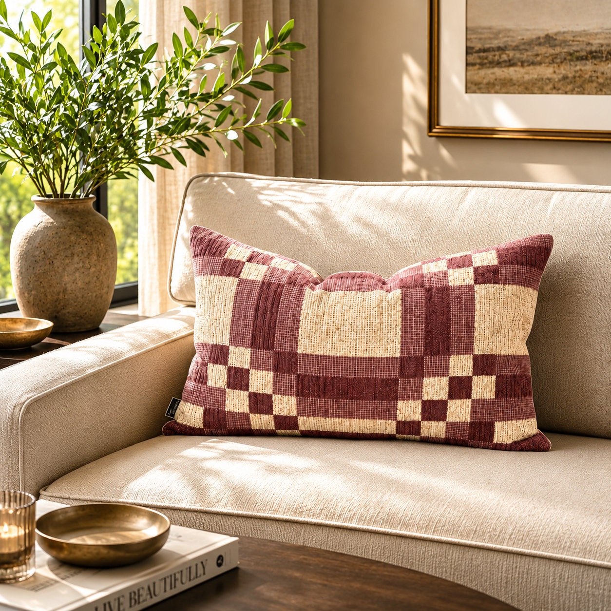 Langdon 24" x 14" Throw Pillow, Rose