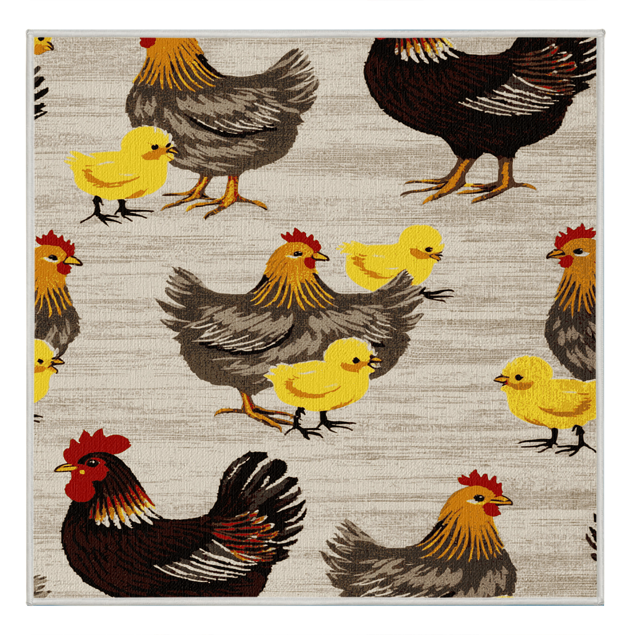 One Allium Way® Washable Hens with Chicks Farm Area Rug | Wayfair