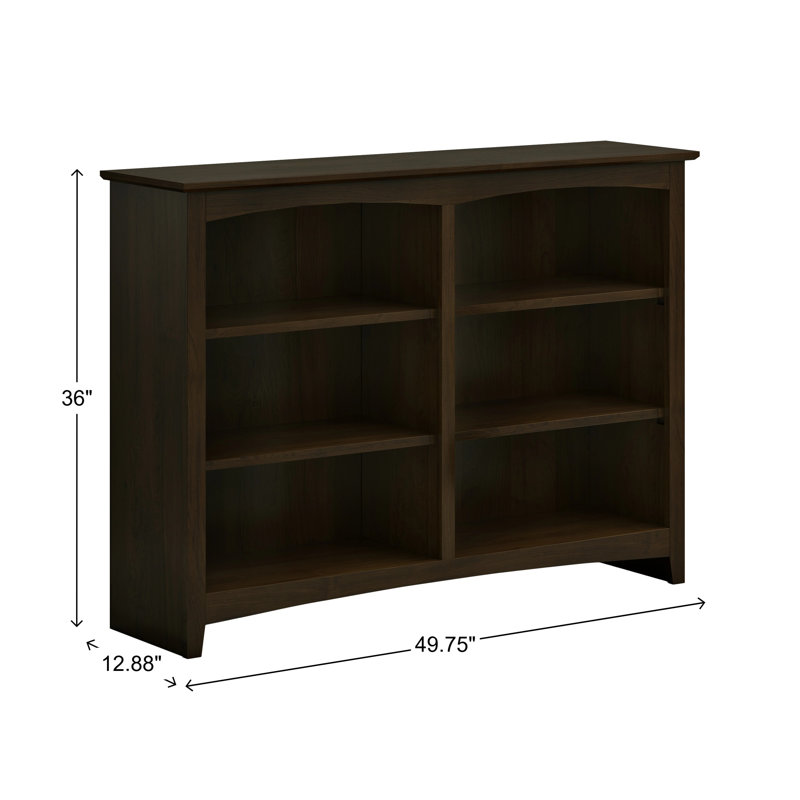 Bibliothèque classique Malani, (3 Shelves) 36"H x 49.75"W x 12.875"D, Café