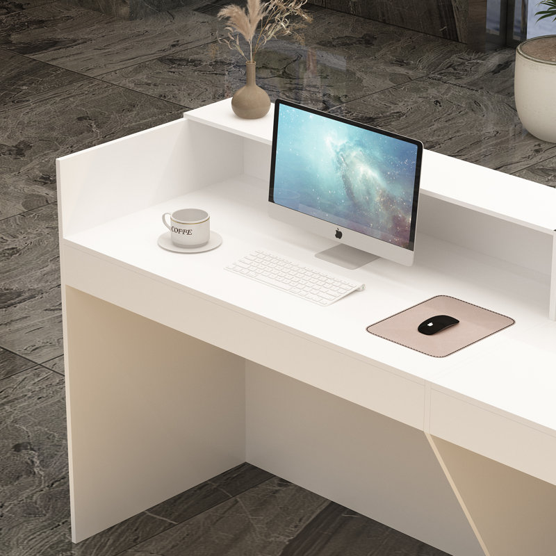 Benniefield Rectangle Solid + Manufactured Wood Reception Desk