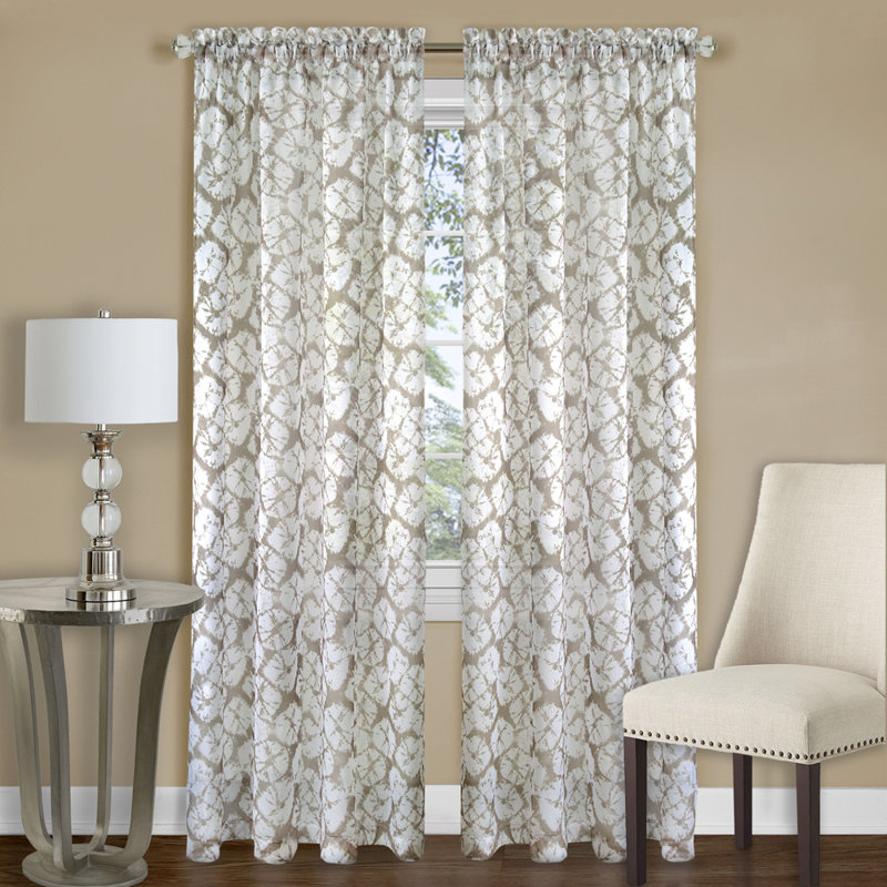 Bowerton Semi Sheer Curtain Single Panel, 52"W x 63"L, Tan