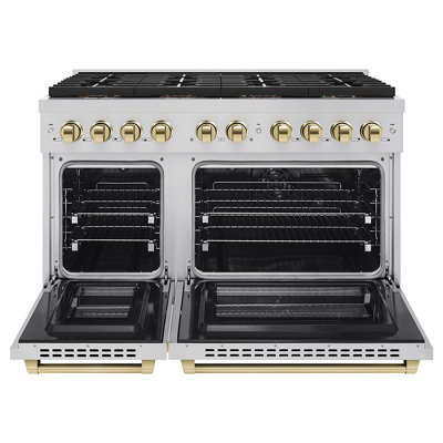 ZLINE Autograph 48 in. Paramount Dual Fuel Range with 8 Burner DuoPro Cooktop and Gold Accents