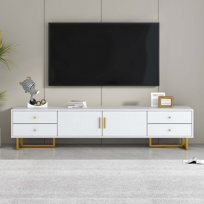 Meuble télé pour téléviseur de 65 pouces et plus, Blanc