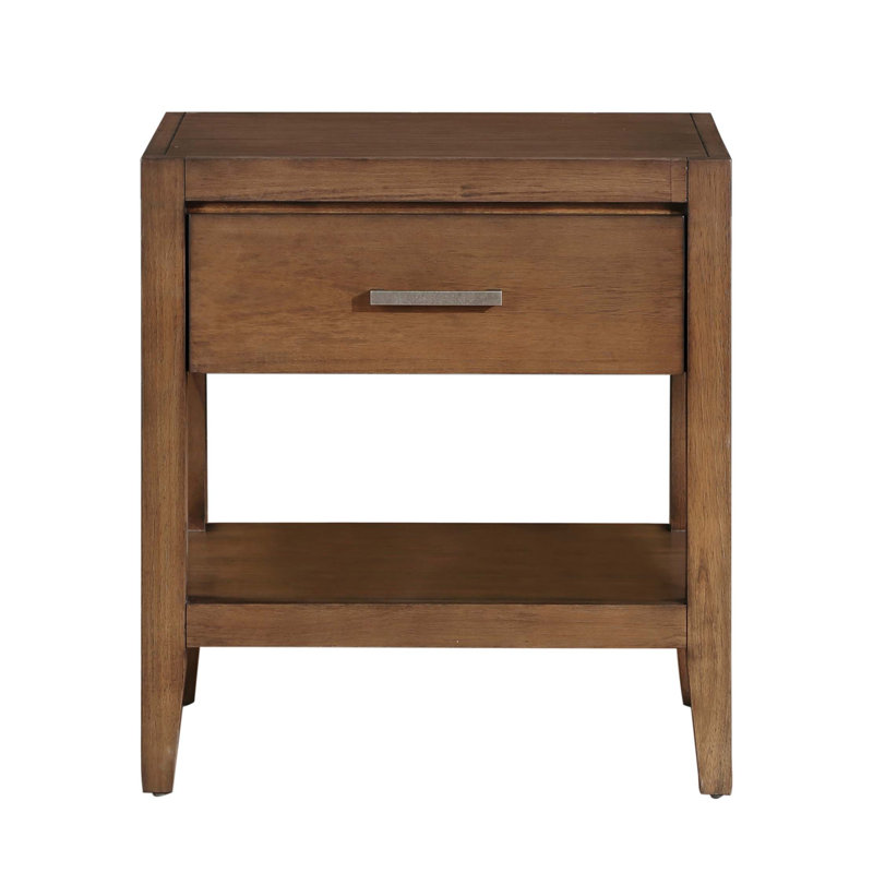 Transitional 1Pc Nightstand Of Drawer And Open Shelf