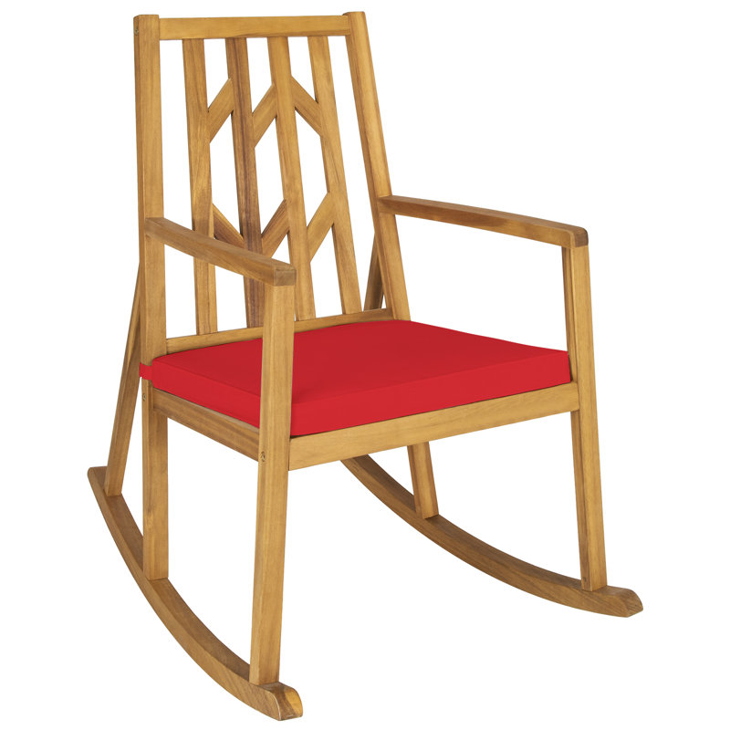 Fauteuil à bascule d'extérieur en bois d'acacia, Rouge