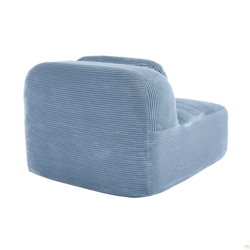 Canapé d'angle avec coussins en velours côtelé, Bleu