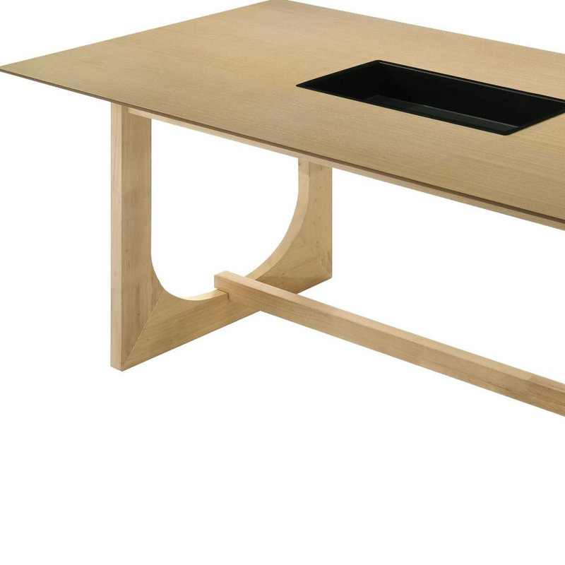 Table de salle à manger 71 "à tréteaux en bois naturel
