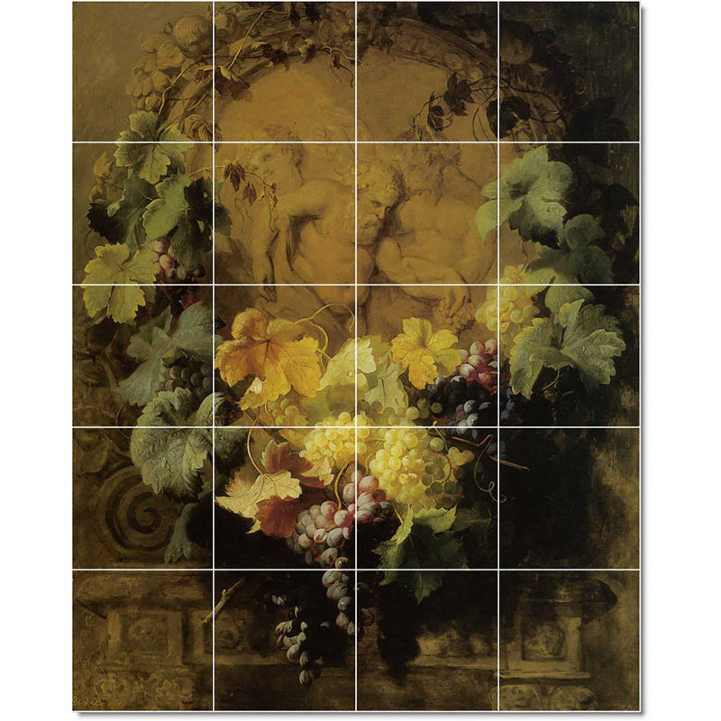 Carreau de céramique décorative 24 po x 30 po 6 po x 6 po, Fleur Jean Robie W22979