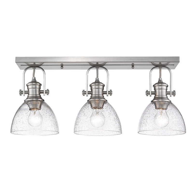 Bales Glass Semi Flush Mount, Pewter, Seeded Glass