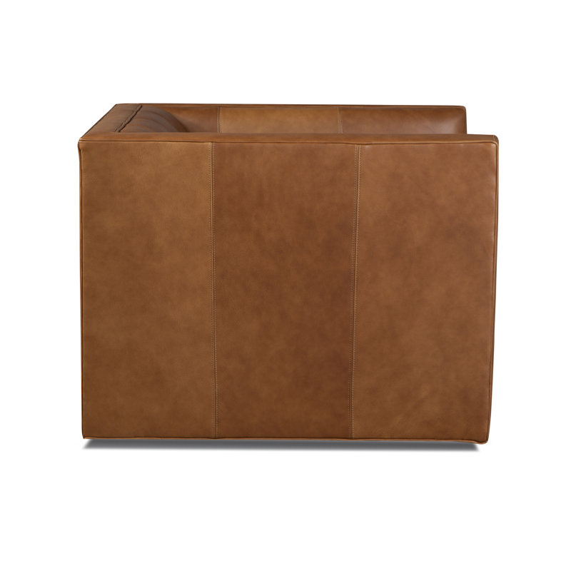 Laslow Leather Swivel Tufted Armchair, Grand Tanyon
