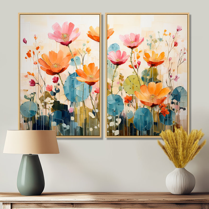 Décoration de cactus orange orange - décoration murale orange, Crème, crème, H 36 po x l 48 po