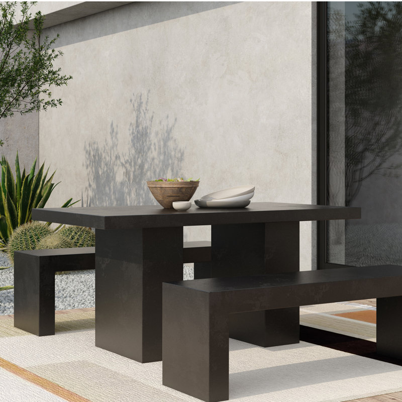 Aurelius Outdoor Dining Table, Black Fiber-Reinforced Cement