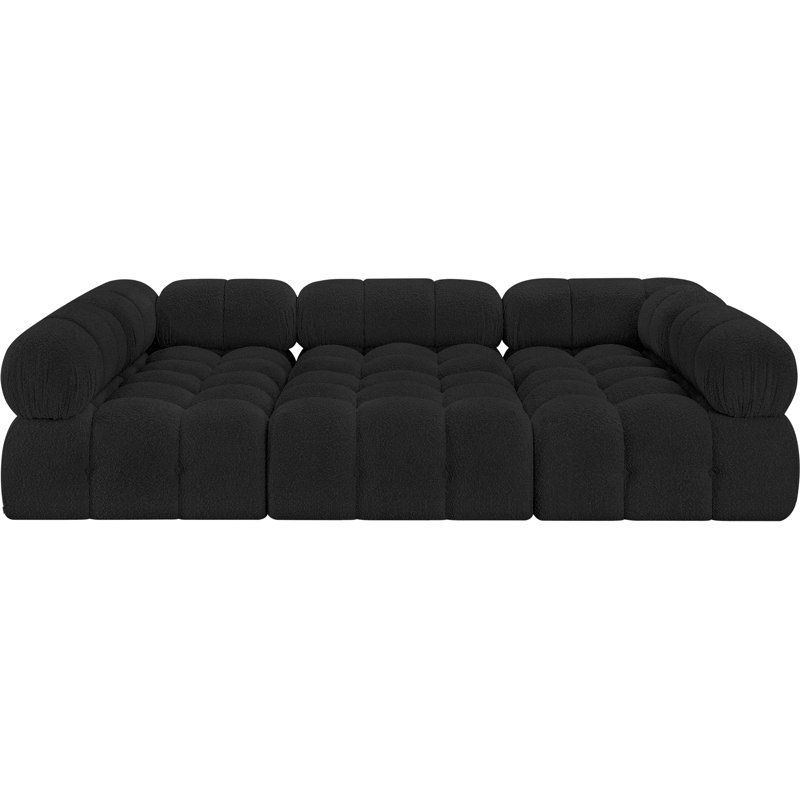 Ames 102" Upholstered Sectional, Black Boucle Fabric