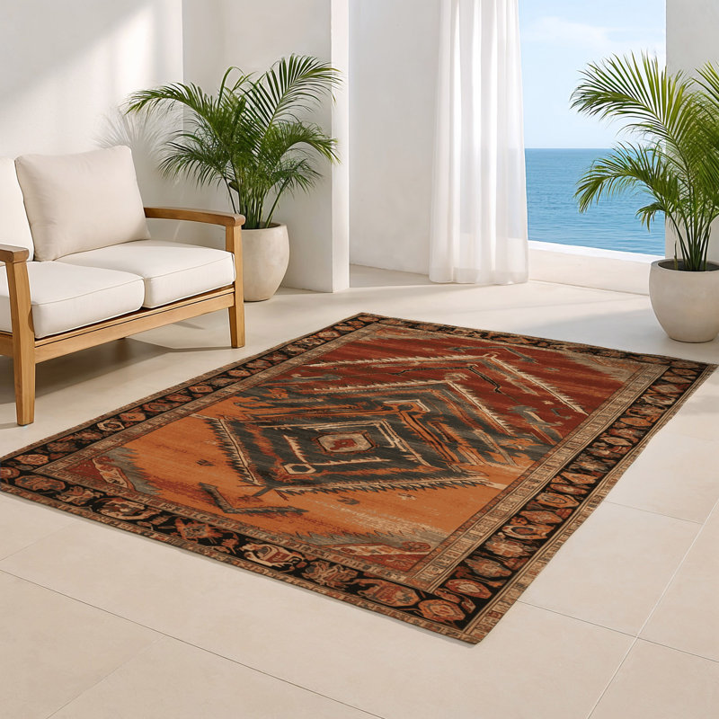 Tapis d'intérieur et d'extérieur brun Persian, Rectangle 5 pi x 7 pi