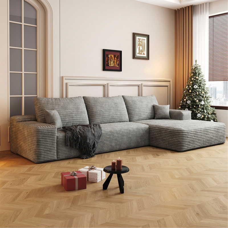 Canapé modulaire 107 po avec méridienne en L 107 po Cloud, Gris