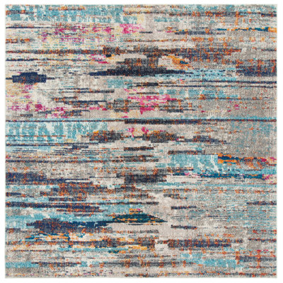 Riccio Abstract Gray/Turquoise/Brown Area Rug