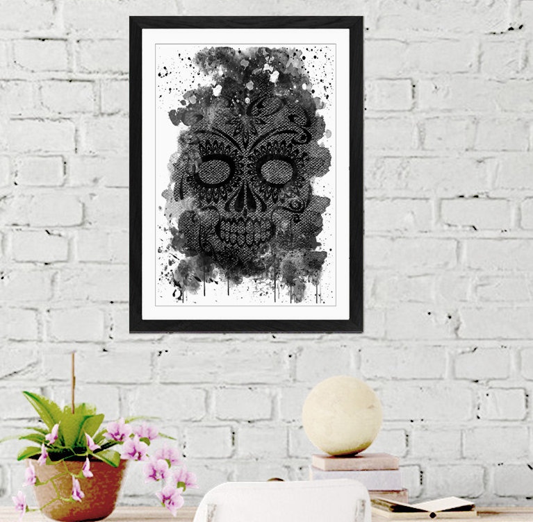 Sugar Skull Design Art - Wall Art, 62cm H x 45cm W, Framed Picture