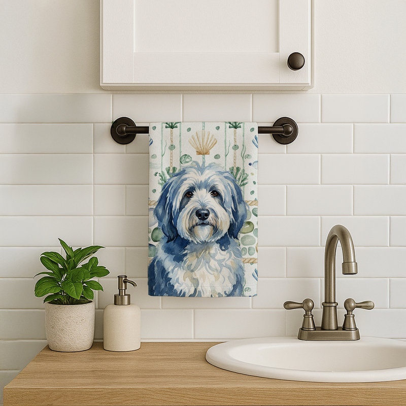 Essuie-tout bleu et blanc Old English Sheepdog, Blue and White Old English Sheepdog