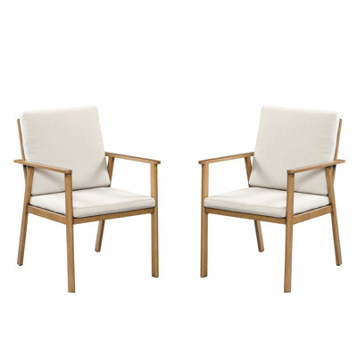 2-Piece Aluminum Dining Chairs, Modern Outdoor Patio Chairs with 2.4" Cushion, Waterproof Rust-Resistant for Backyard, Garden, Balcony, Brown by Loon Peak
