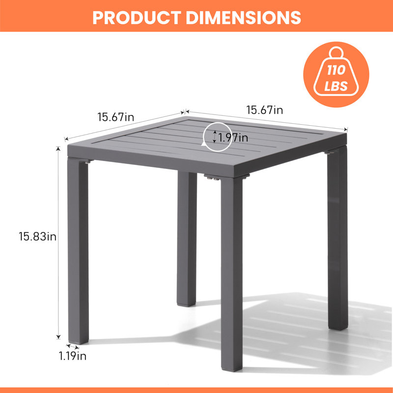 Aluminum Square Side/End Table, Gray
