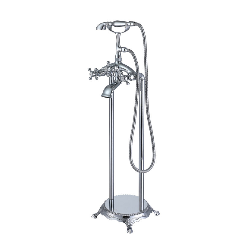 Freestanding Tub Faucet With Hand Shower - Metal, 13 Lb, 3.9 Gpm Water Flow, Concise Atmosphere Design Bathtub And Freestanding, , 10 In Width, Height, Full Body Spray For Rinsing Tasks