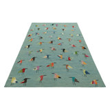 Rug & Kilim’S Suzani Kilim In Sky Blue With Polychromatic Bird Pictorials