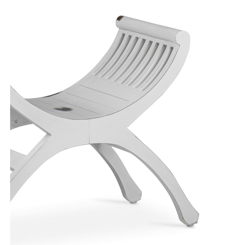 Yuyu Solid Wood Bench, Aged White