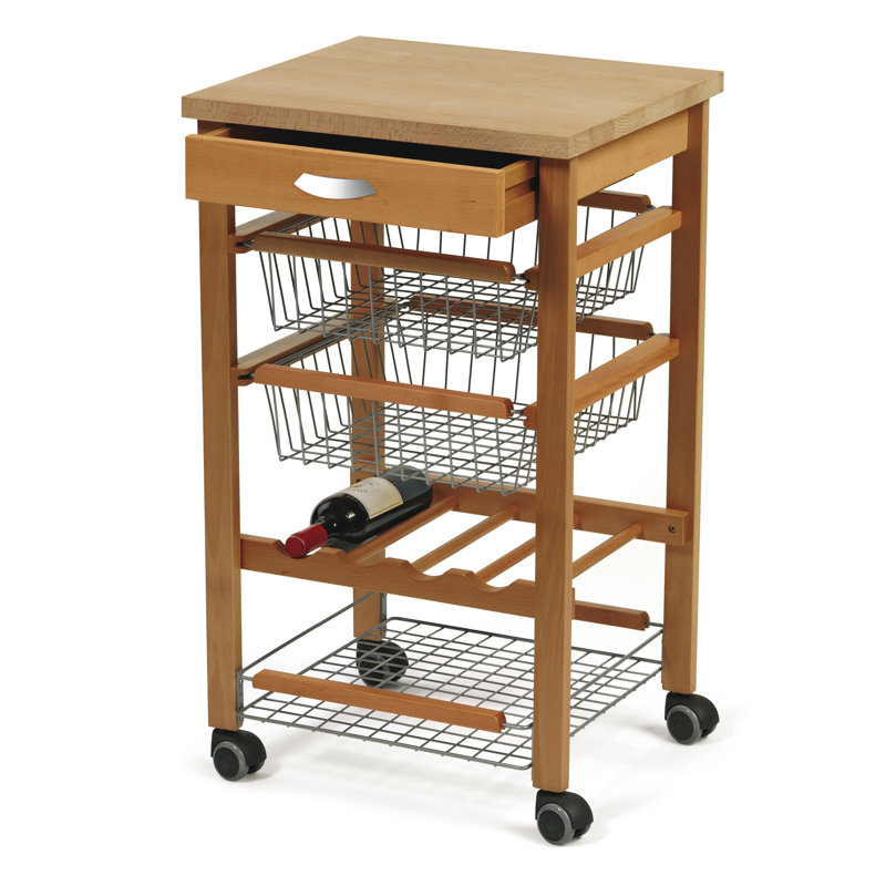 Bowles Solid Wood Kitchen Cart, Cherry