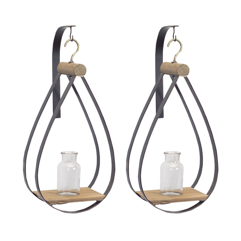 Markasia Wall Vase, Black/Natural