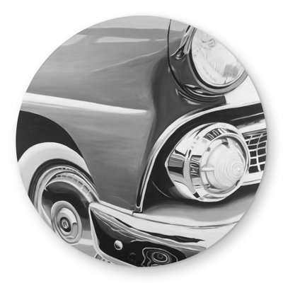 Beautiful old car - Black round outdoor area rug for decor