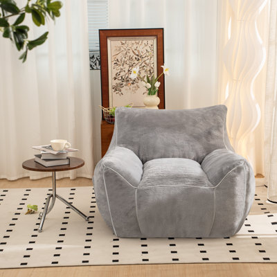 Fauteuil à billes, fauteuil à billes confortable avec support dorsal, fauteuil à billes en fausse fourrure pour adultes, canapé à plancher rembourré pour salon, chambre à coucher, appartement