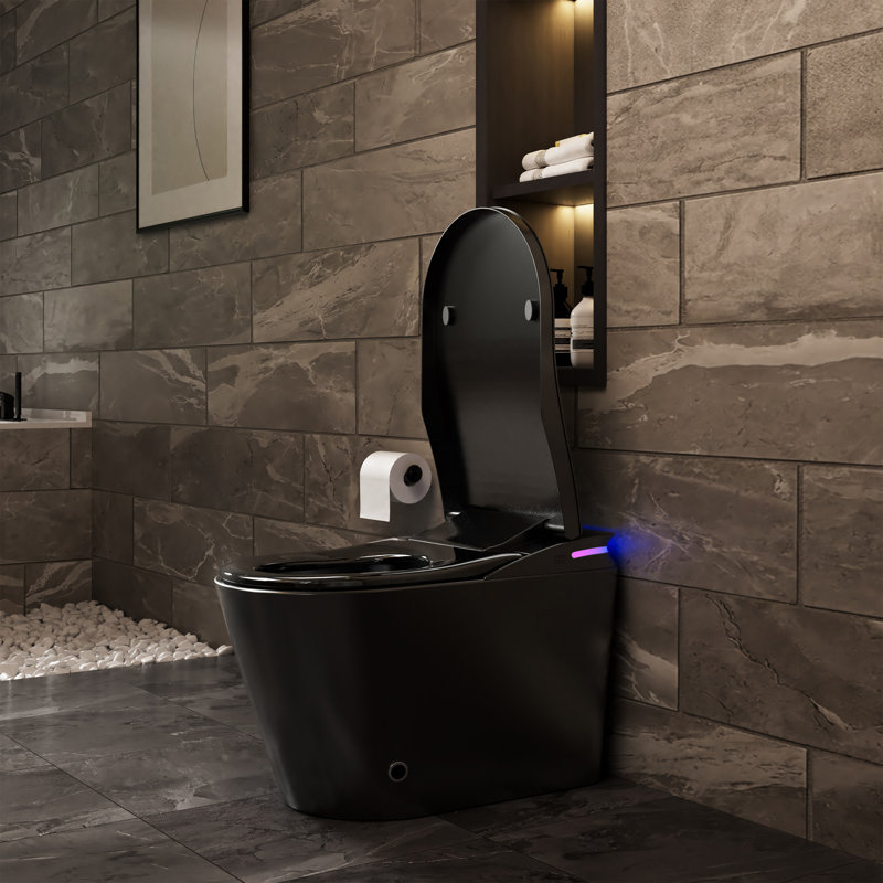 ADA-Compliant Smart Toilet with Built-In Tank, Auto Open/Close Lid, Bidet Wash & Deodorizer, Black