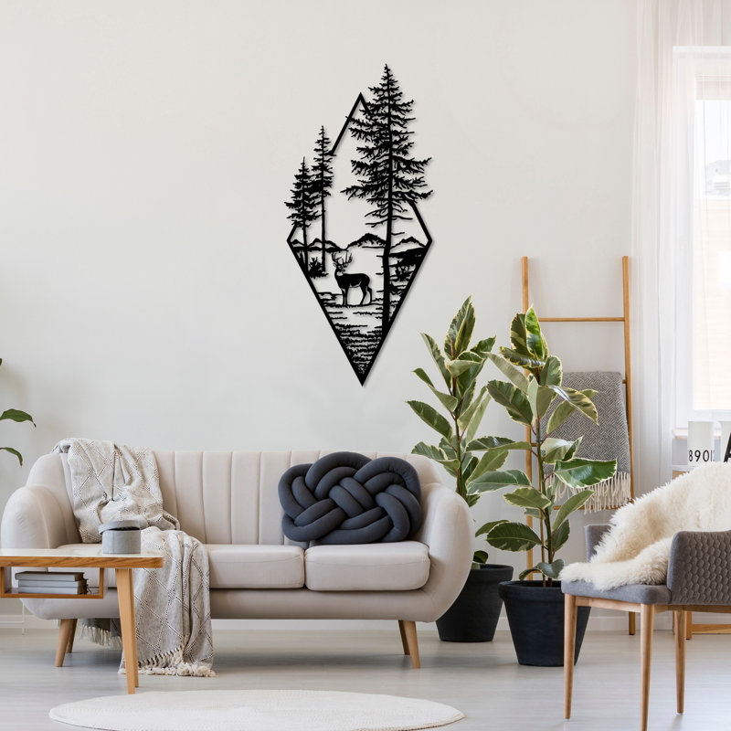Elegant Black Decorative Metal Wall Accessory, 15.4 x 33.5 inches | 100% Metal Construction, Thickness: 0.06 inches | Lightweight at 1.8 lbs, Perfect for Home Decor & Modern Aesthetics, Durable & Stylish Design
