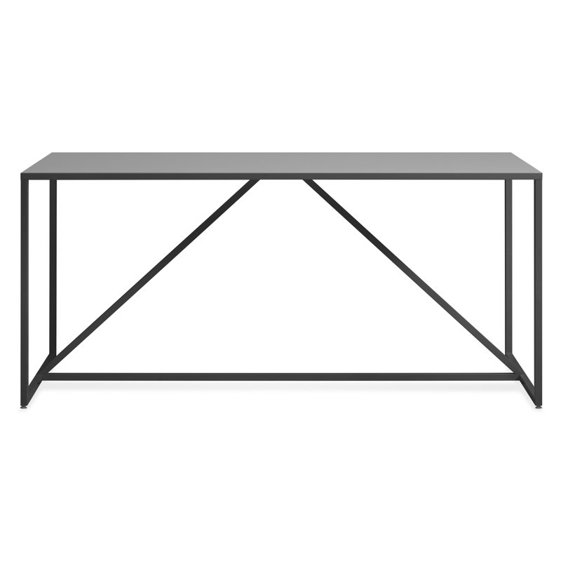 Strut Walnut Metal Base Dining Table, Bar (40" Height), Slate, 35" W x 90" L