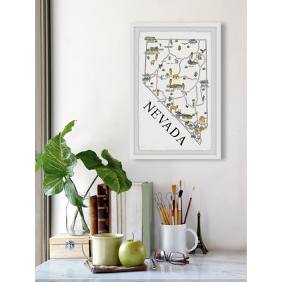 Nevada, carte illustrée, impression d'art graphique sur papier