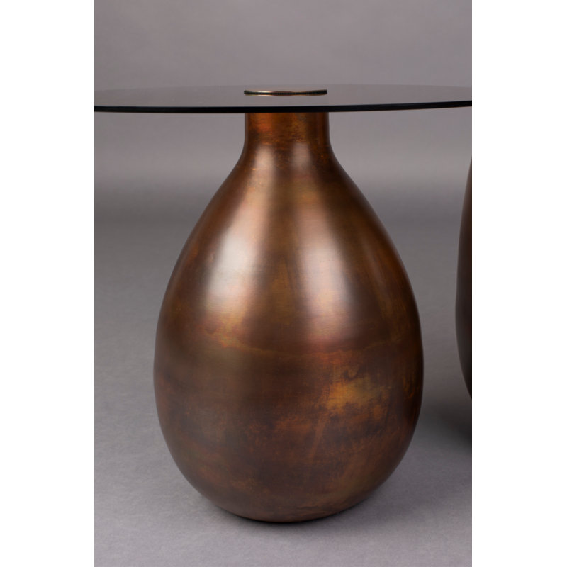 Bronze Finish Iron and Smoked Glass Side Table Set