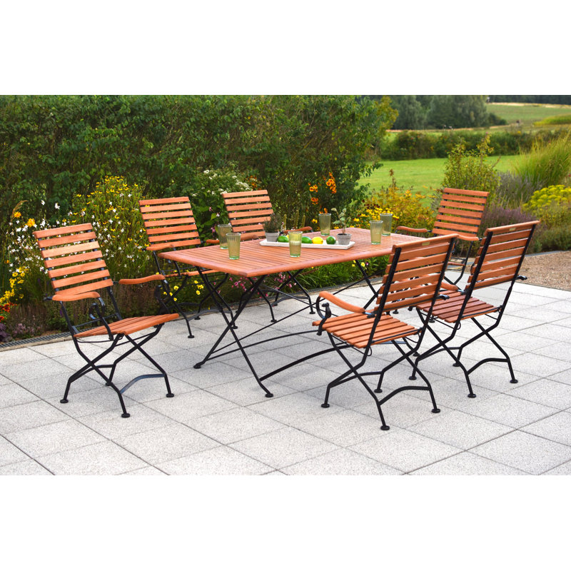 Gowanus 6 - Person Solid Wood Patio Dining Set Rectangular Table