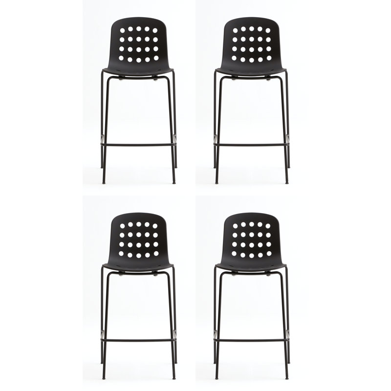 Tabouret de comptoir perforé Holi (ensemble de 4), Noir