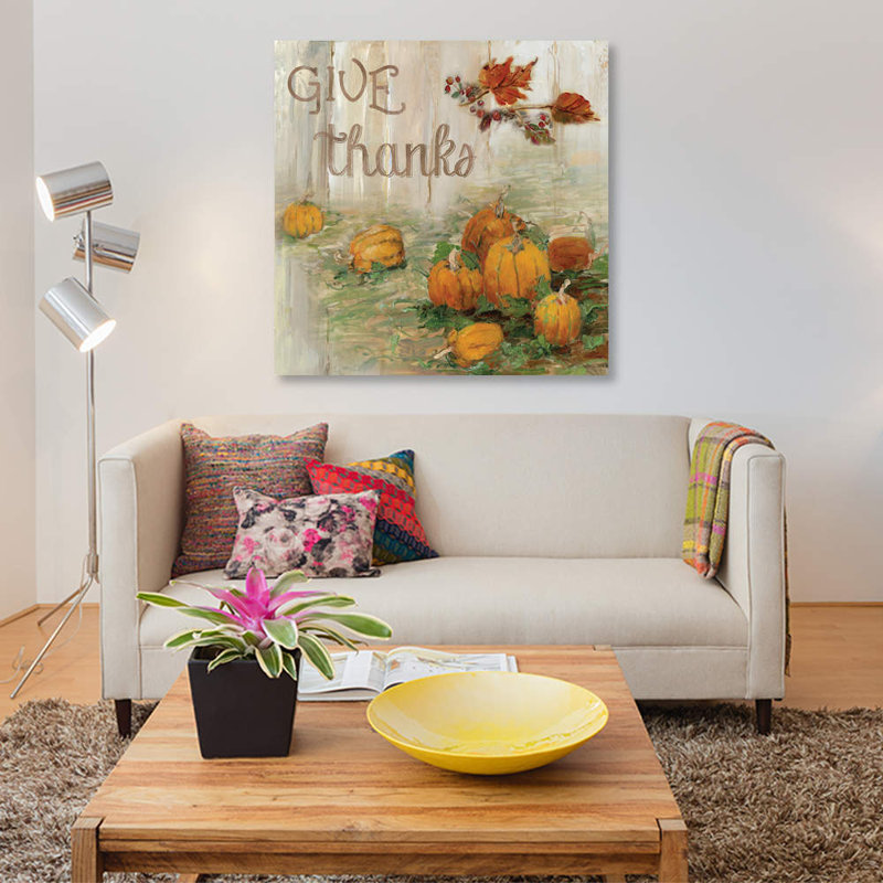 «Pumpkin Patch III» par Sally Swatland, reproduction d'art sur toile tendue, H 26 po x l 26 po x P 1,5 po, Pas de tapis