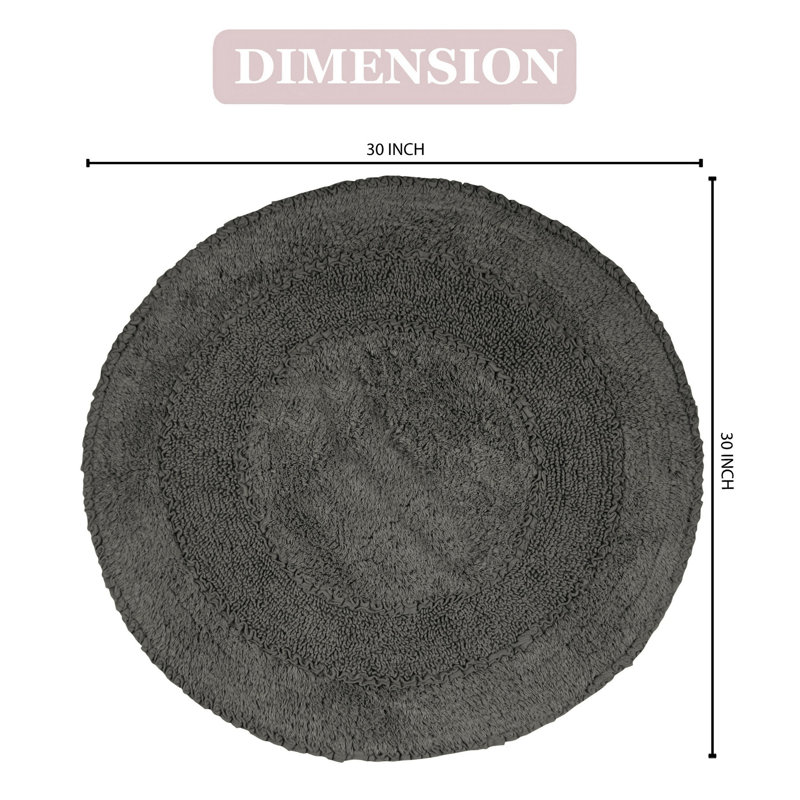 Tapis pour salle de bain en coton moelleux, Gris, L 30 po x L 30 po