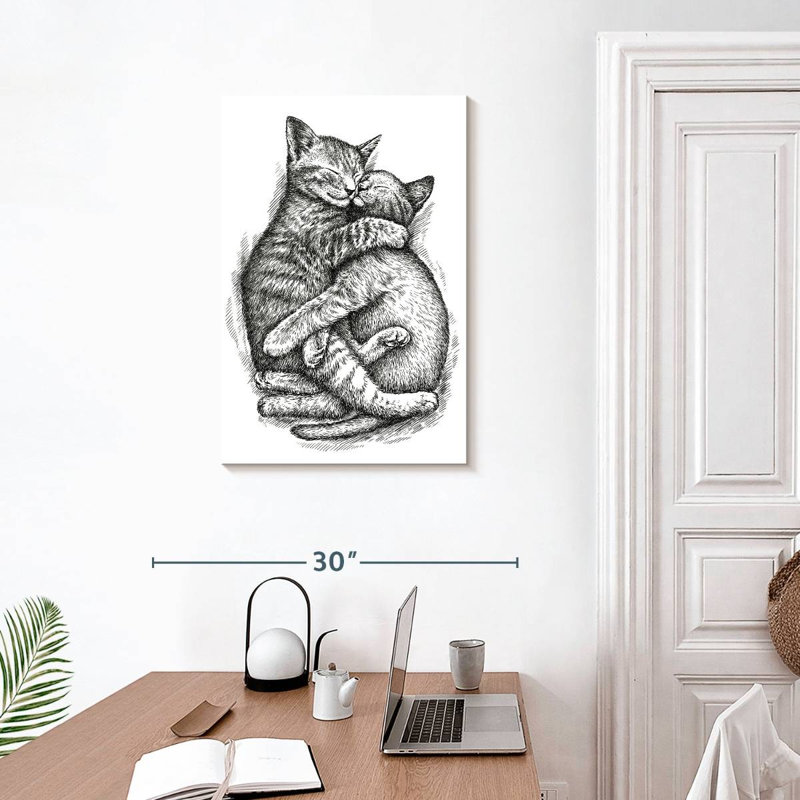 Deux chats câlins Brampt, H 30 po x l 20 po
