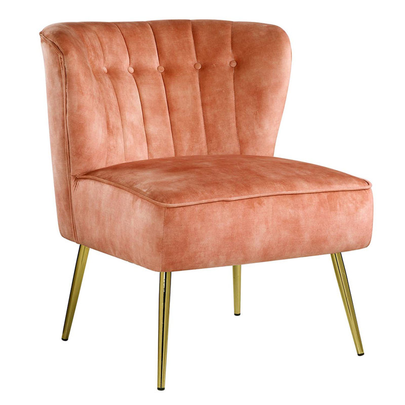 Fauteuil d'appoint Sambell, velours orange brûlé